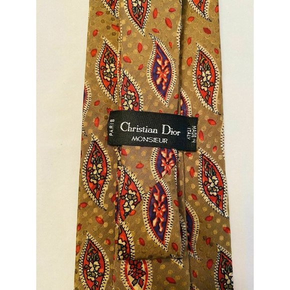 Christian Dior Bronze Paisley Dotted Tie - Picture 2 of 10